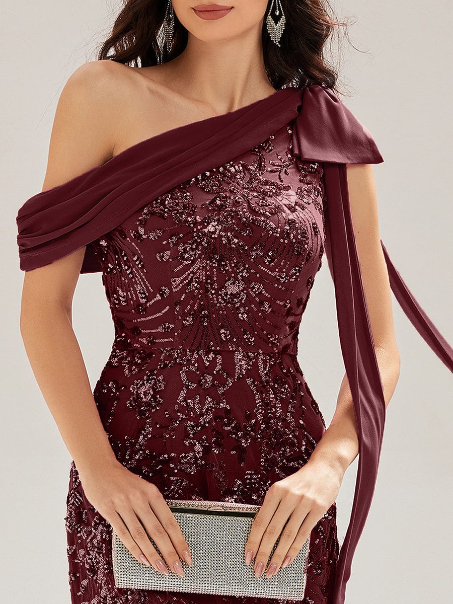 ever BELLAMY|Bow Detail Sequin Drop Shoulder Sleeve Dress