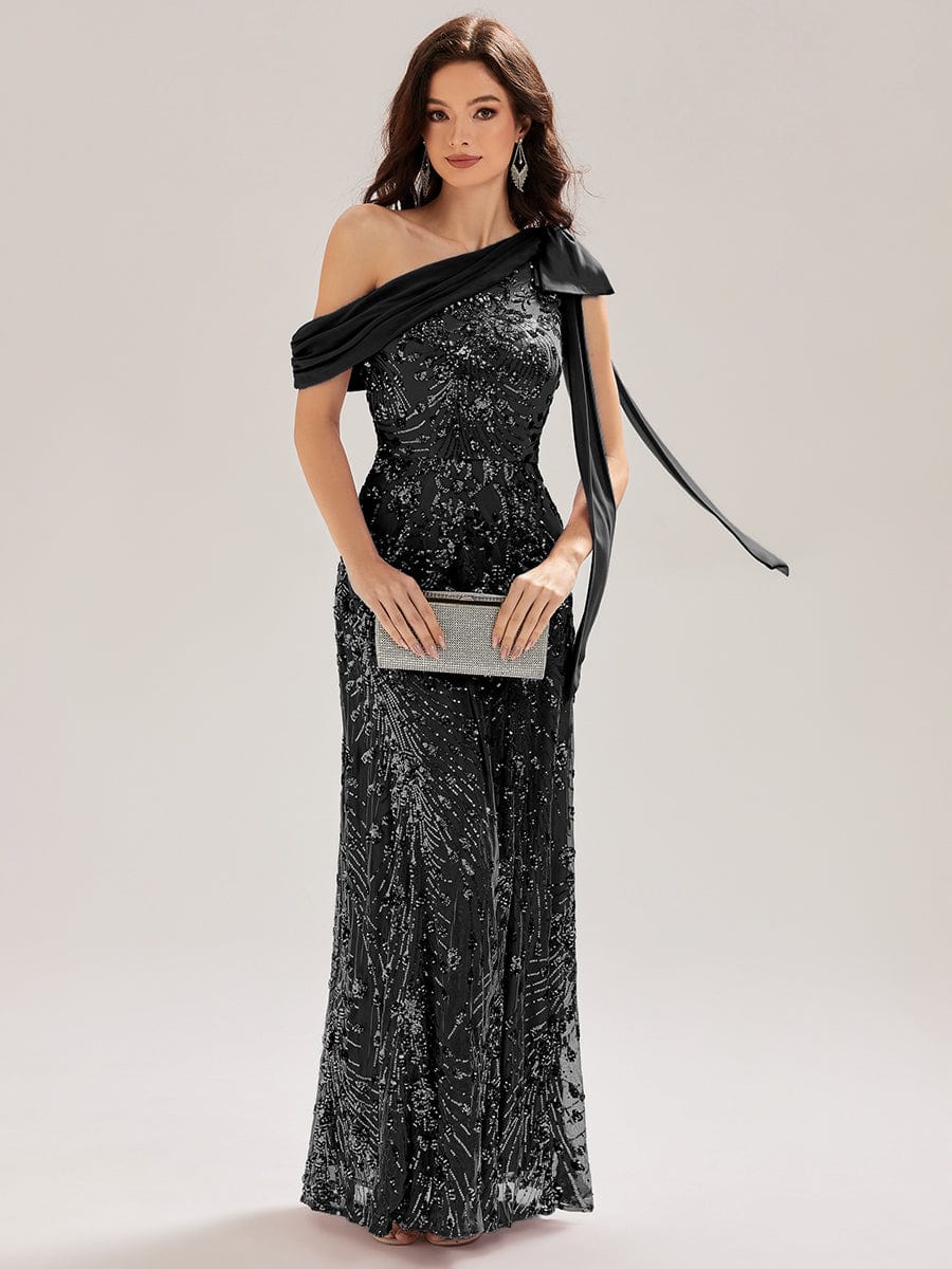 ever BELLAMY|Bow Detail Sequin Drop Shoulder Sleeve Dress
