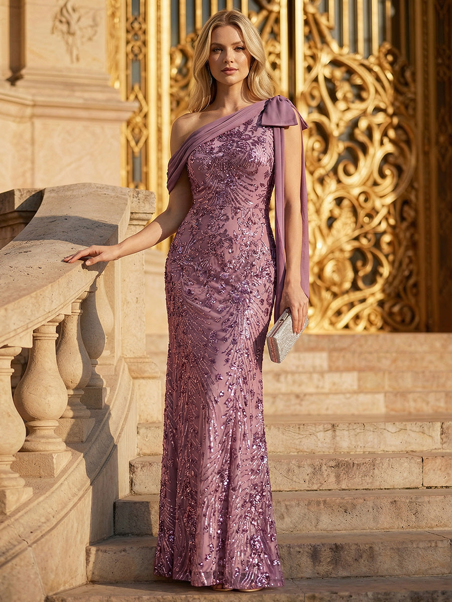 ever BELLAMY|Bow Detail Sequin Drop Shoulder Sleeve Dress