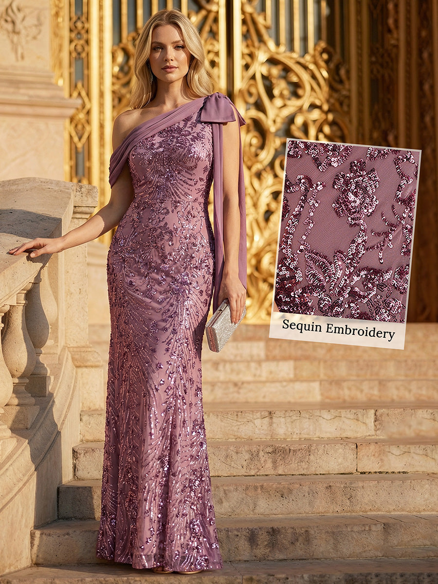 ever BELLAMY|Bow Detail Sequin Drop Shoulder Sleeve Dress