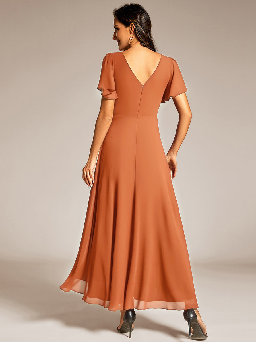 ever DAKOTA|Double V-Neck Waist Trimmed Chiffon Formal Evening Dress