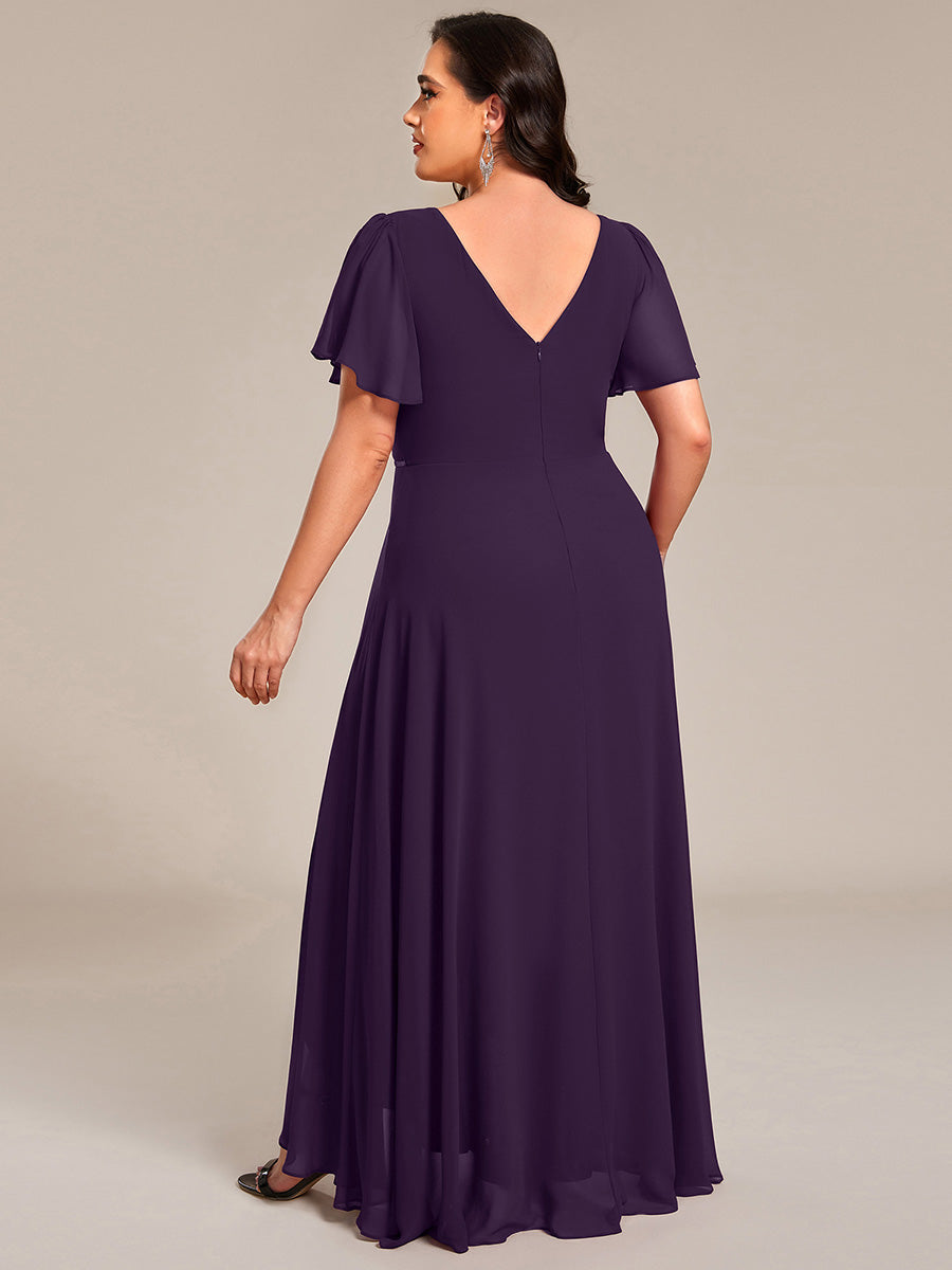 ever DAKOTA|Double V-Neck Waist Trimmed Chiffon Mother of the Bride Dress