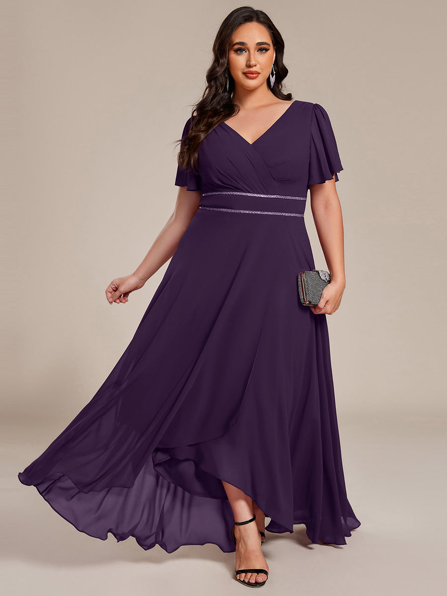 ever DAKOTA|Double V-Neck Waist Trimmed Chiffon Mother of the Bride Dress