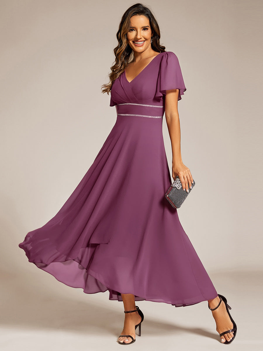 ever DAKOTA|Double V-Neck Waist Trimmed Chiffon Mother of the Bride Dress