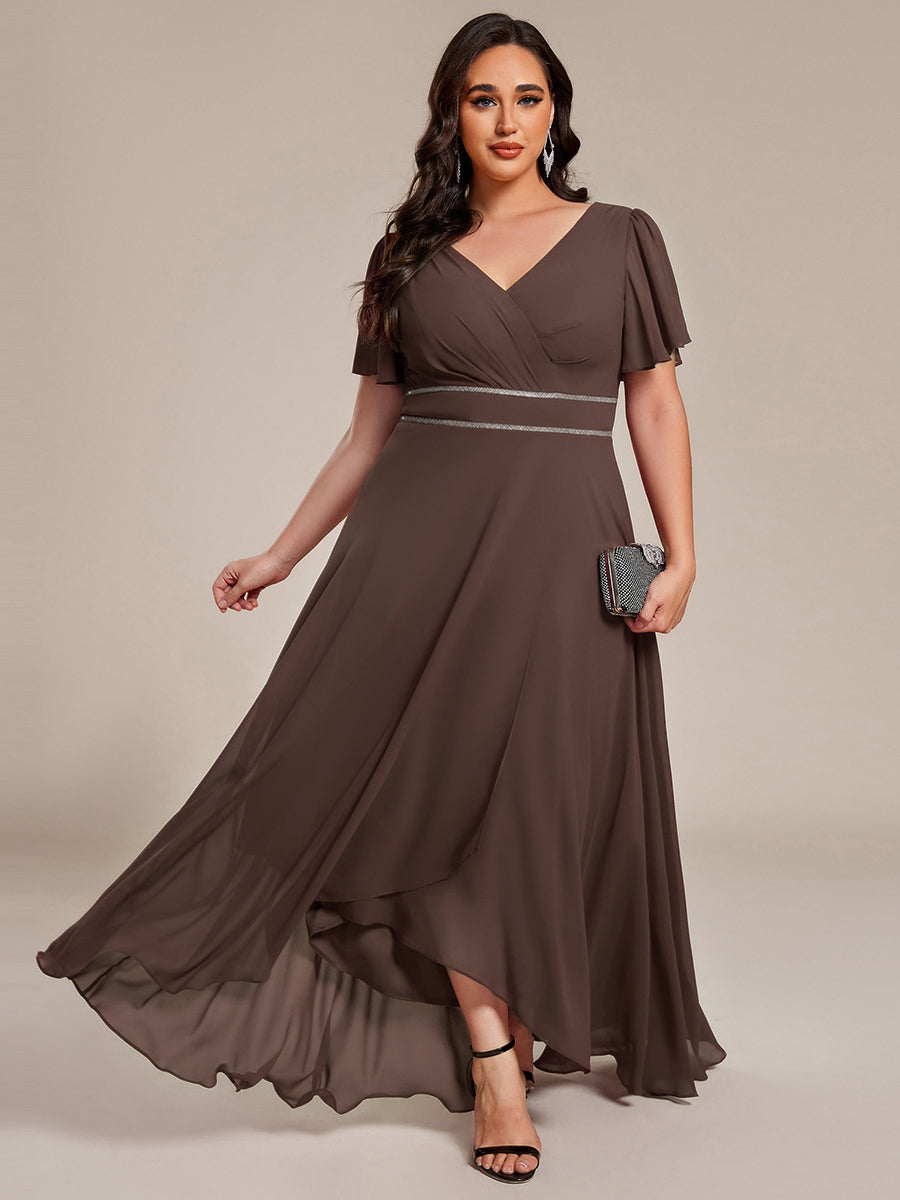 ever DAKOTA|Double V-Neck Waist Trimmed Chiffon Mother of the Bride Dress