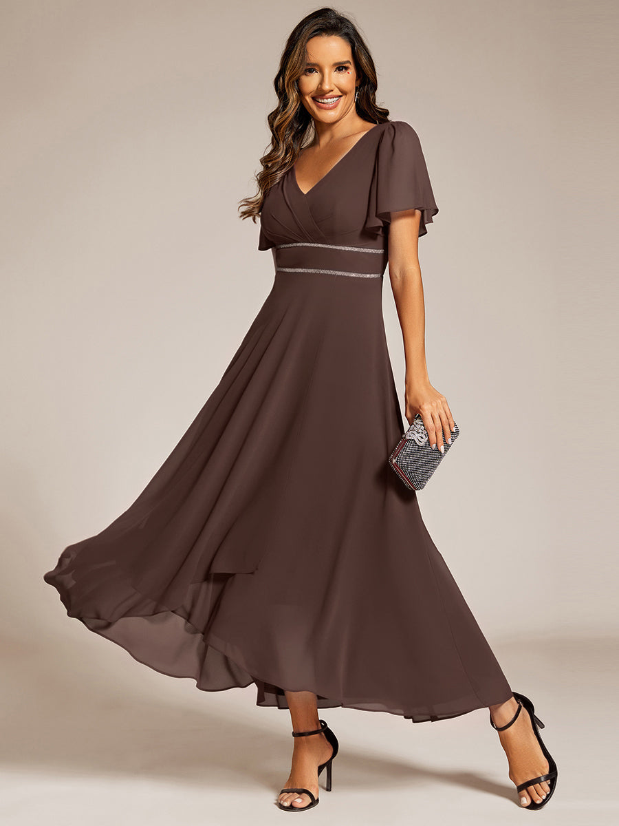 ever DAKOTA|Double V-Neck Waist Trimmed Chiffon Mother of the Bride Dress
