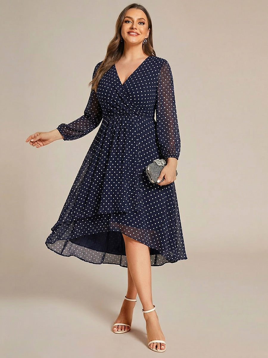 ever BRIAR|3/4 Sleeves Asymmetrical Hem A-Line Midi Wedding Guest Dress