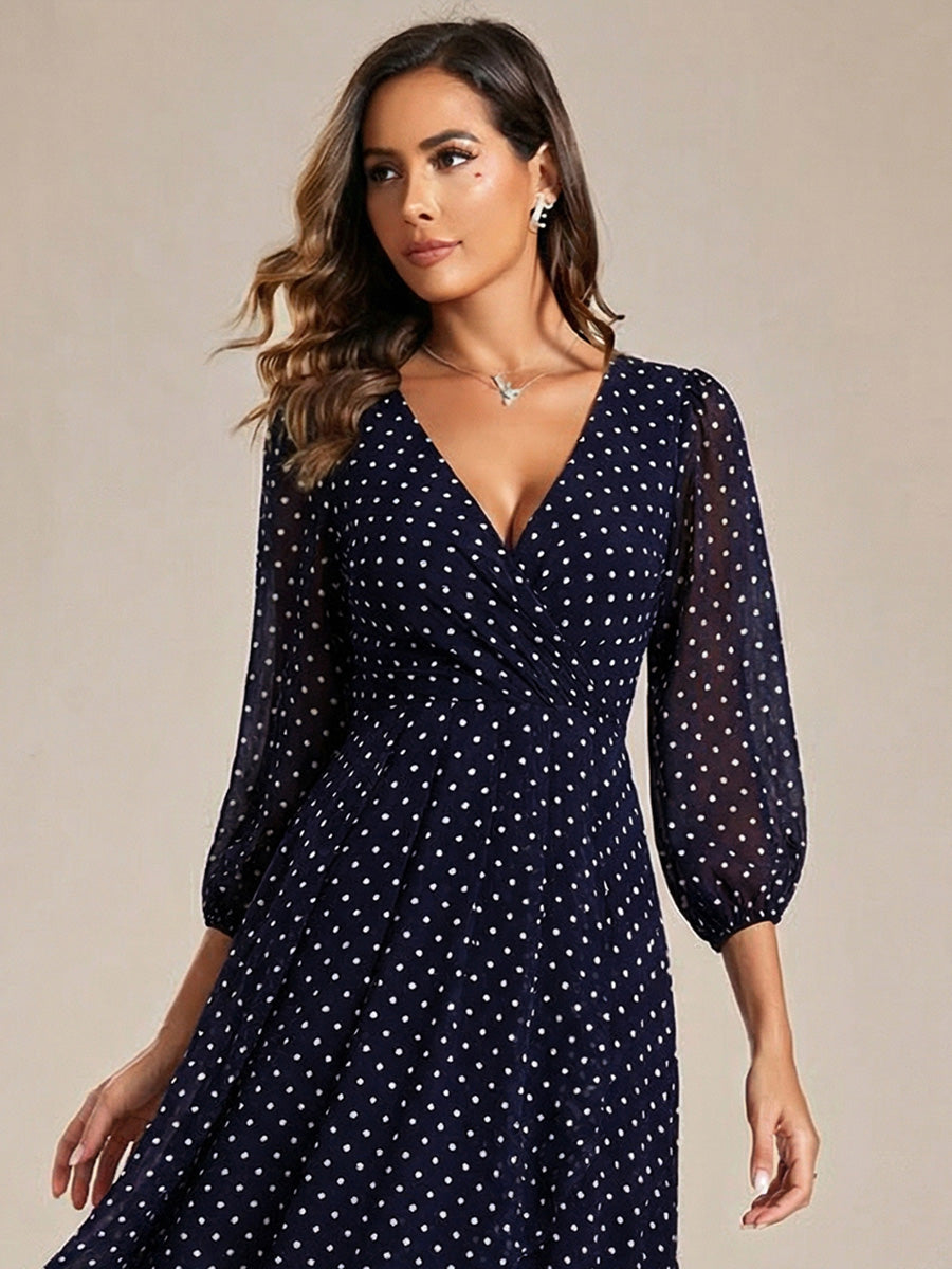ever BRIAR|3/4 Sleeves Asymmetrical Hem A-Line Midi Bridesmaid Dress