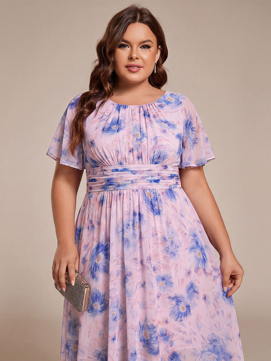 ever EDEN|Chic A-Line Pleated Knee-Length Flowy Chiffon Wedding Guest Dress