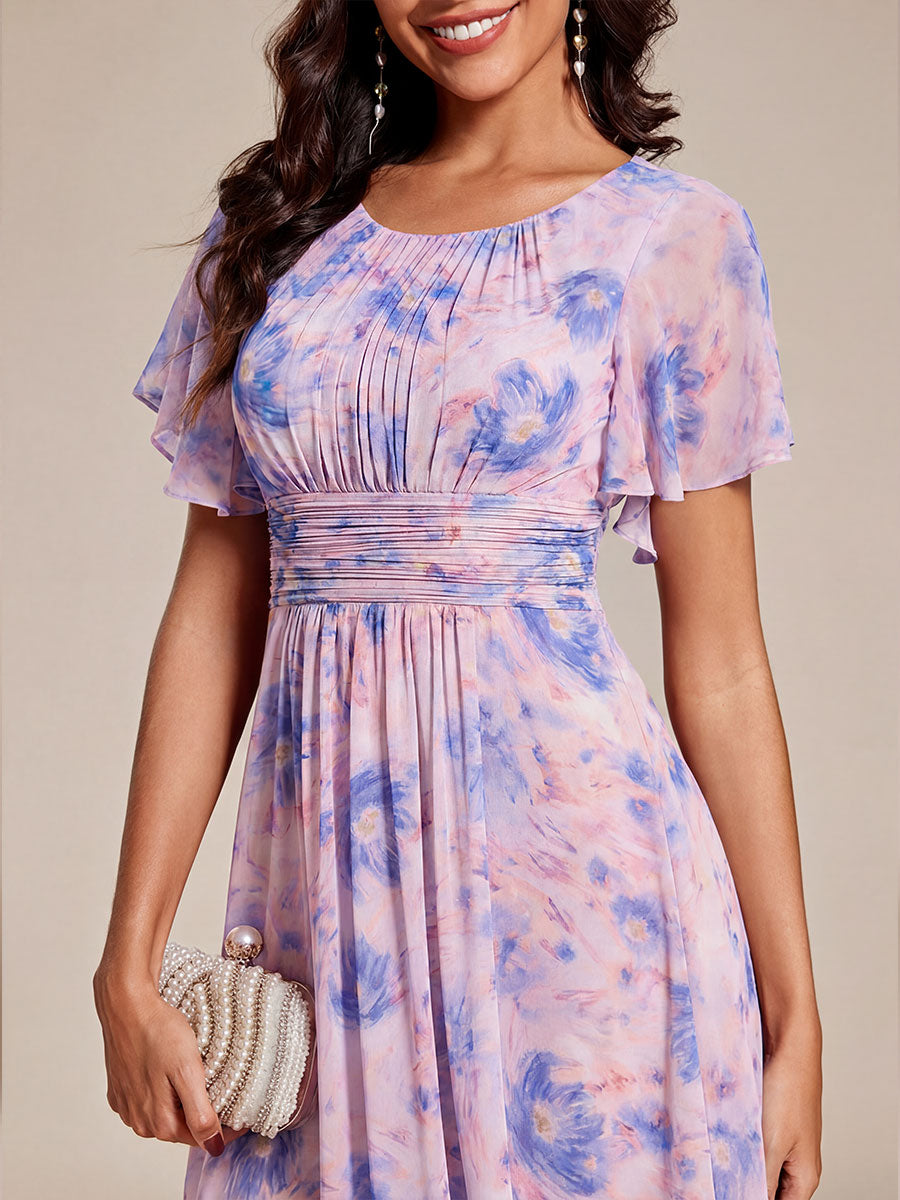 ever EDEN|Chic A-Line Pleated Knee-Length Flowy Chiffon Wedding Guest Dress