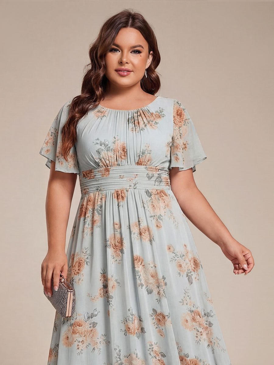ever EDEN|Chic A-Line Pleated Knee-Length Flowy Chiffon Wedding Guest Dress