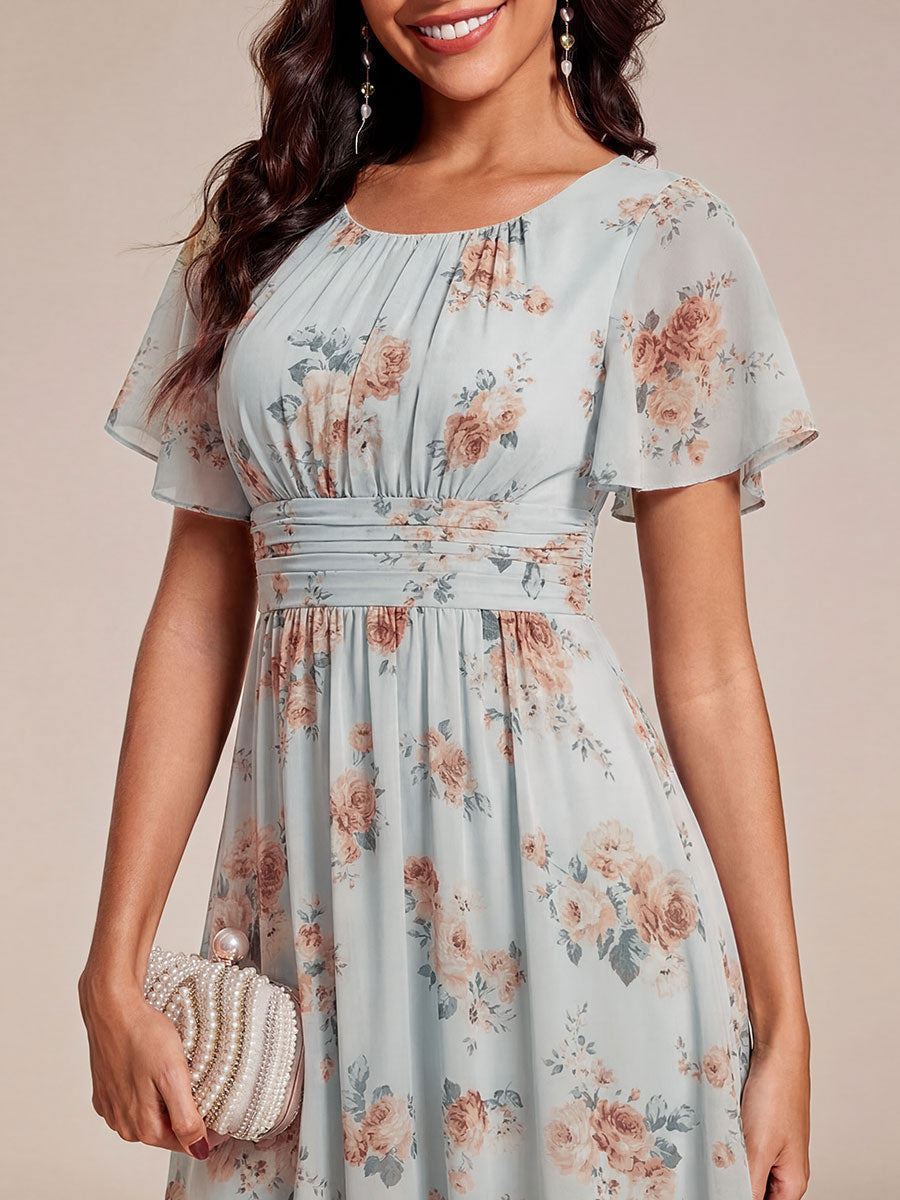 ever EDEN|Chic A-Line Pleated Knee-Length Flowy Chiffon Wedding Guest Dress