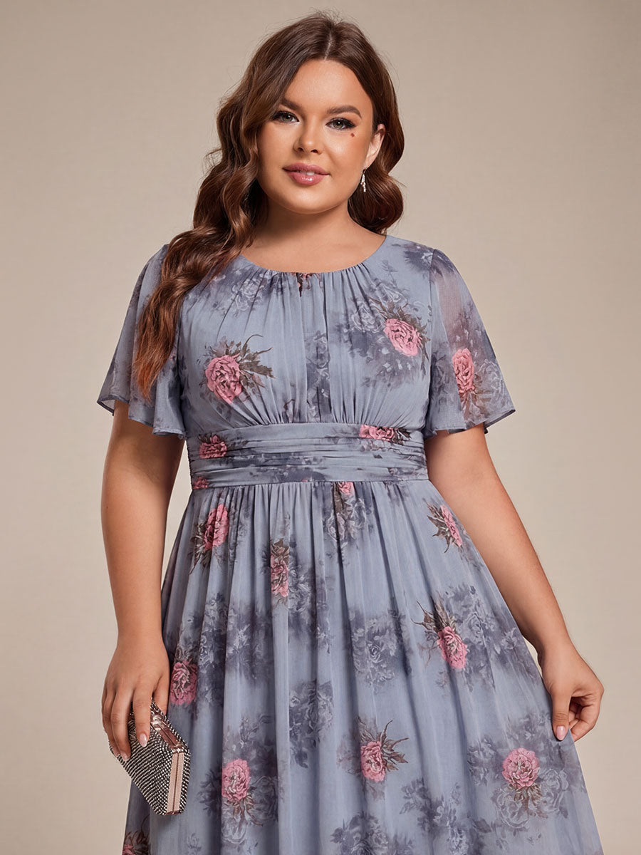ever EDEN|Chic A-Line Pleated Knee-Length Flowy Chiffon Wedding Guest Dress