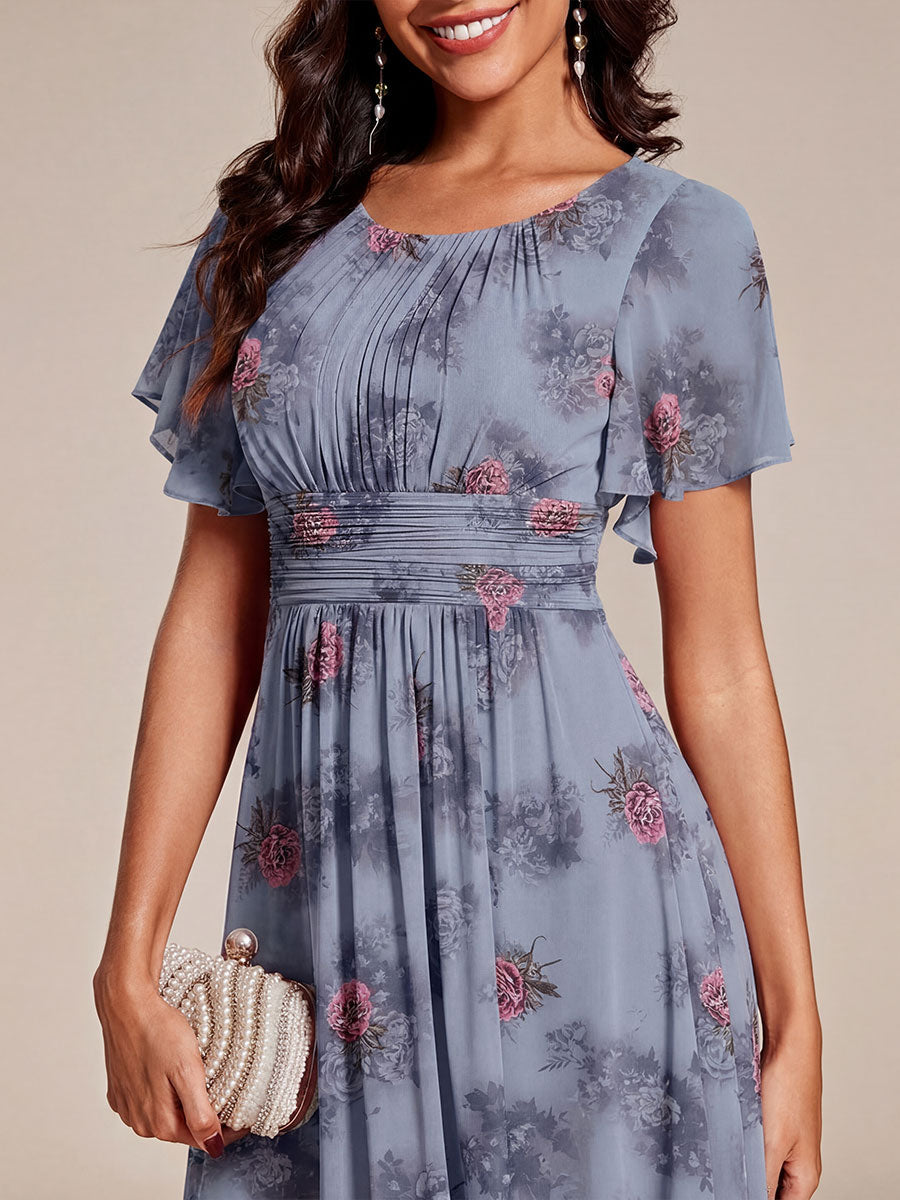 ever EDEN|Chic A-Line Pleated Knee-Length Flowy Chiffon Wedding Guest Dress