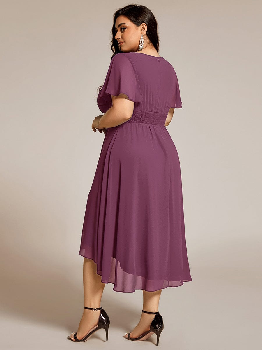 ever EDEN|Chic A-Line Pleated Knee-Length Flowy Chiffon Wedding Guest Dress