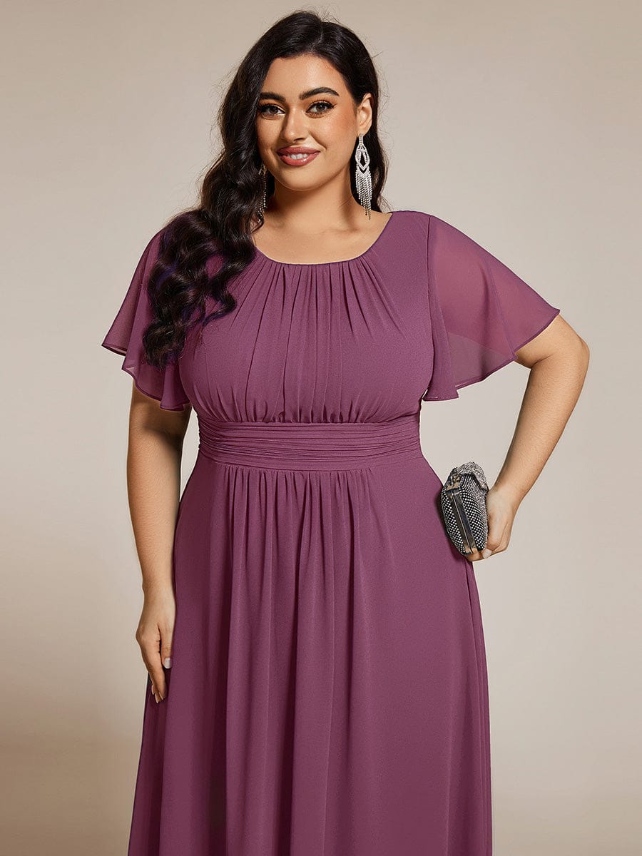 ever EDEN|Chic A-Line Pleated Knee-Length Flowy Chiffon Wedding Guest Dress