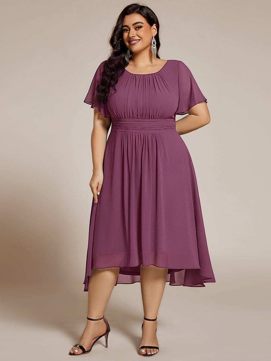 ever EDEN|Chic A-Line Pleated Knee-Length Flowy Chiffon Wedding Guest Dress