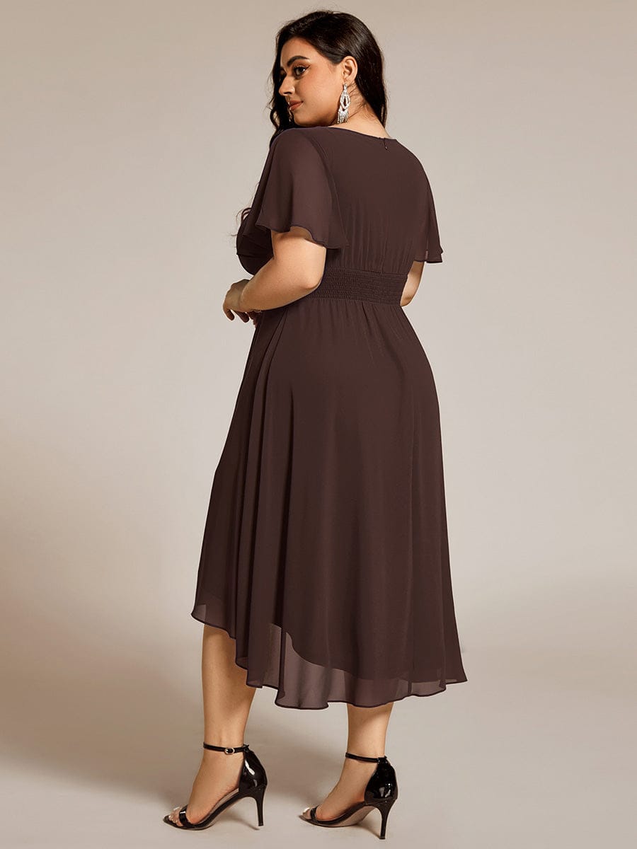 ever EDEN|Chic A-Line Pleated Knee-Length Flowy Chiffon Wedding Guest Dress