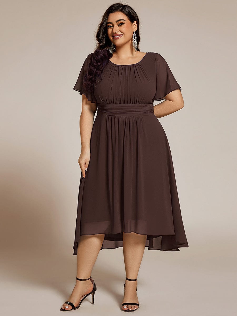 ever EDEN|Chic A-Line Pleated Knee-Length Flowy Chiffon Wedding Guest Dress