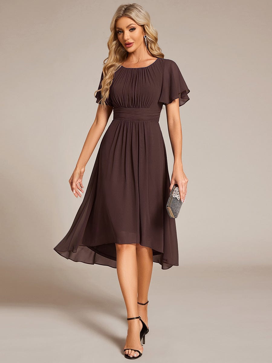 ever EDEN|Chic A-Line Pleated Knee-Length Flowy Chiffon Wedding Guest Dress