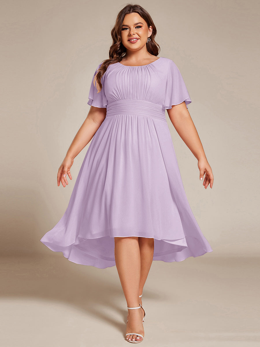 ever EDEN|Chic A-Line Pleated Knee-Length Flowy Chiffon Wedding Guest Dress