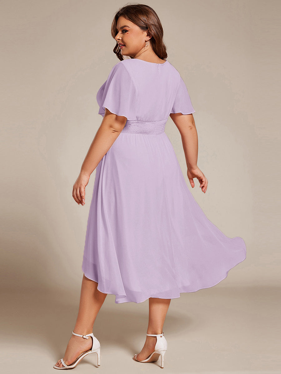 ever EDEN|Chic A-Line Pleated Knee-Length Flowy Chiffon Wedding Guest Dress