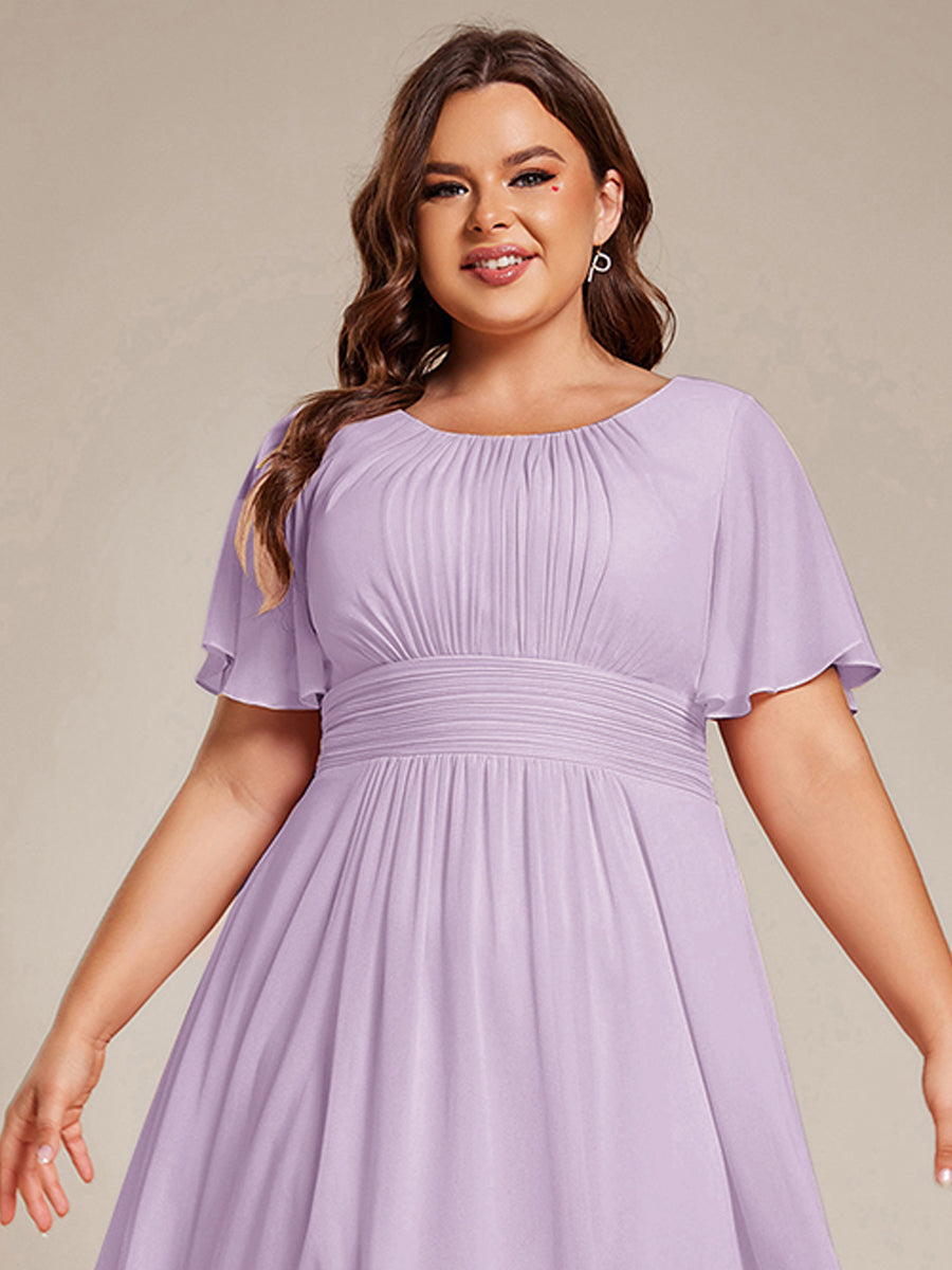 ever EDEN|Chic A-Line Pleated Knee-Length Flowy Chiffon Wedding Guest Dress
