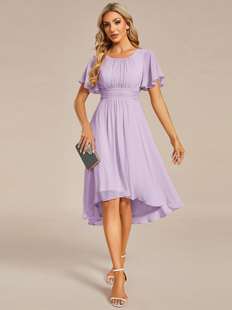 ever EDEN|Chic A-Line Pleated Knee-Length Flowy Chiffon Wedding Guest Dress