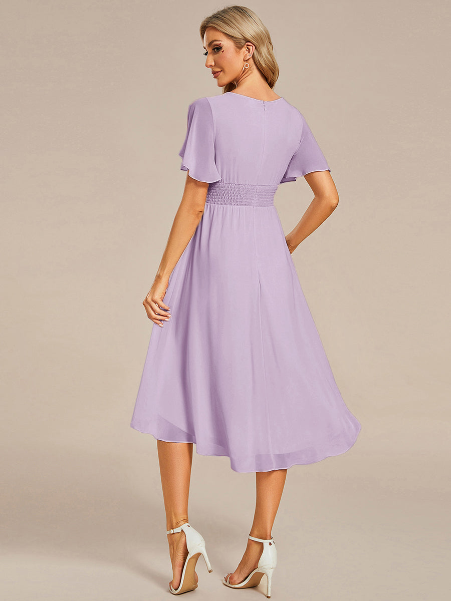 ever EDEN|Chic A-Line Pleated Knee-Length Flowy Chiffon Wedding Guest Dress