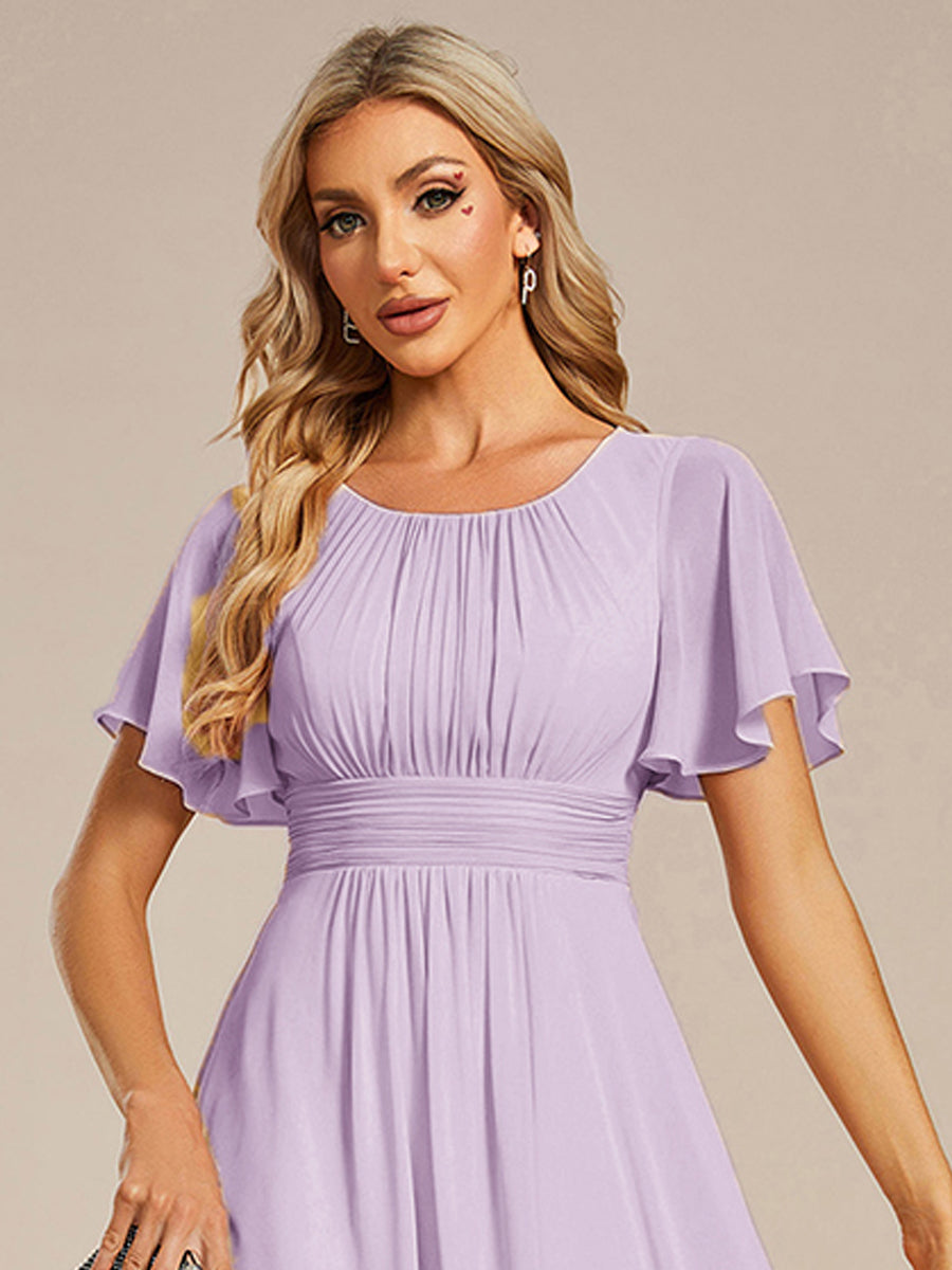 ever EDEN|Chic A-Line Pleated Knee-Length Flowy Chiffon Wedding Guest Dress