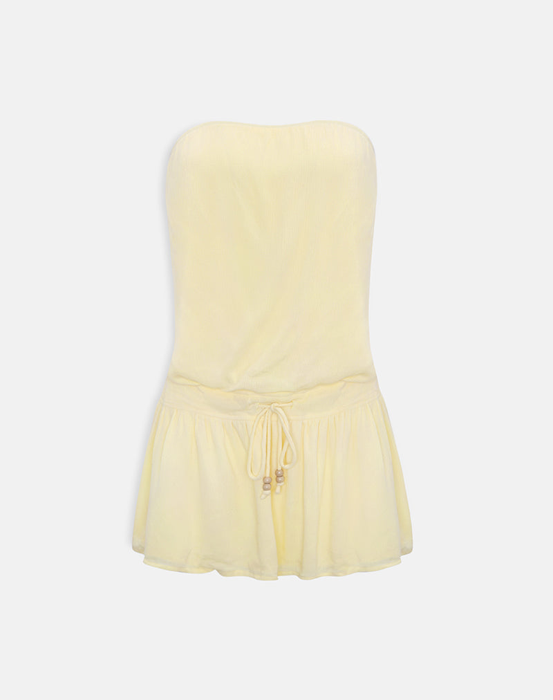 Moka Mini Dress in Crinkle Butter Yellow