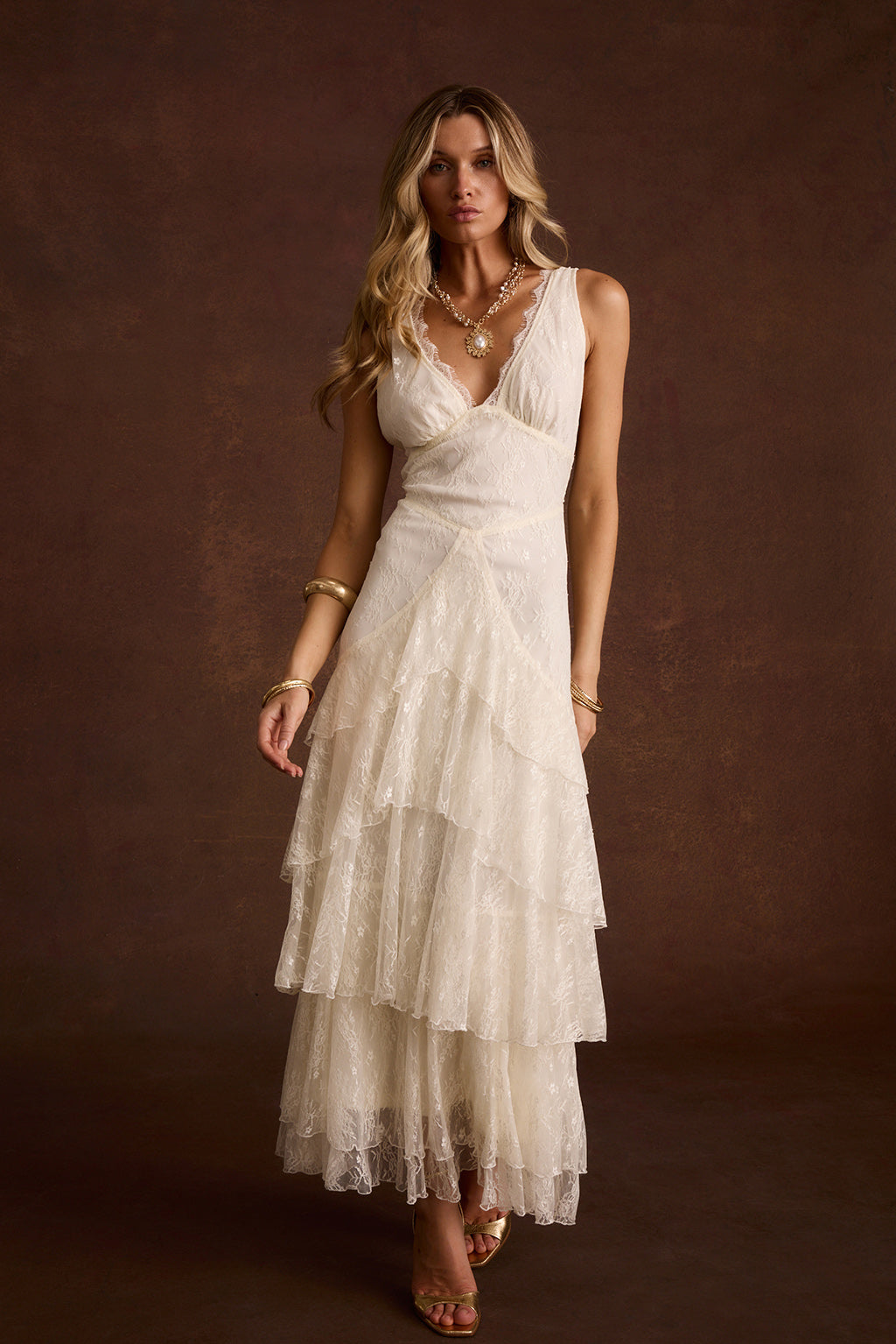 Mon Amour Cream Lace Maxi Dress