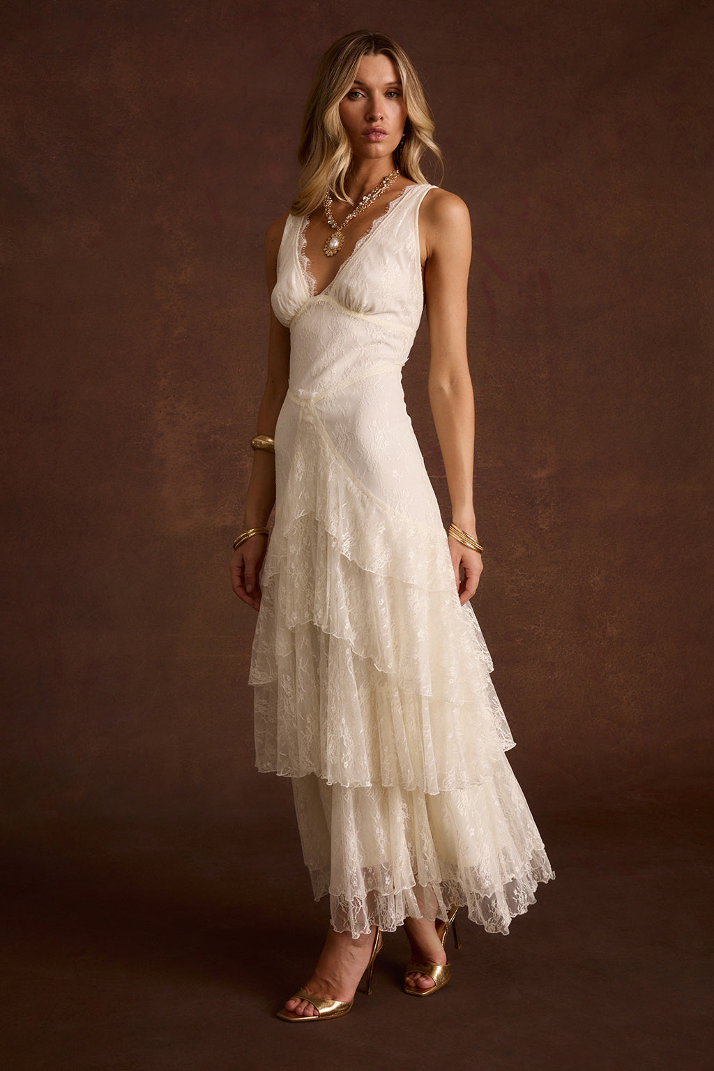 Mon Amour Cream Lace Maxi Dress