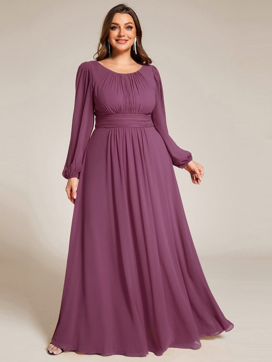 ever CELESTE|Chiffon Long Sleeve A-Line Round Neckline Formal Dress