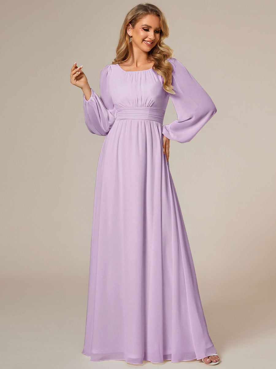 ever CELESTE|Chiffon Long Sleeve A-Line Round Neckline Formal Dress