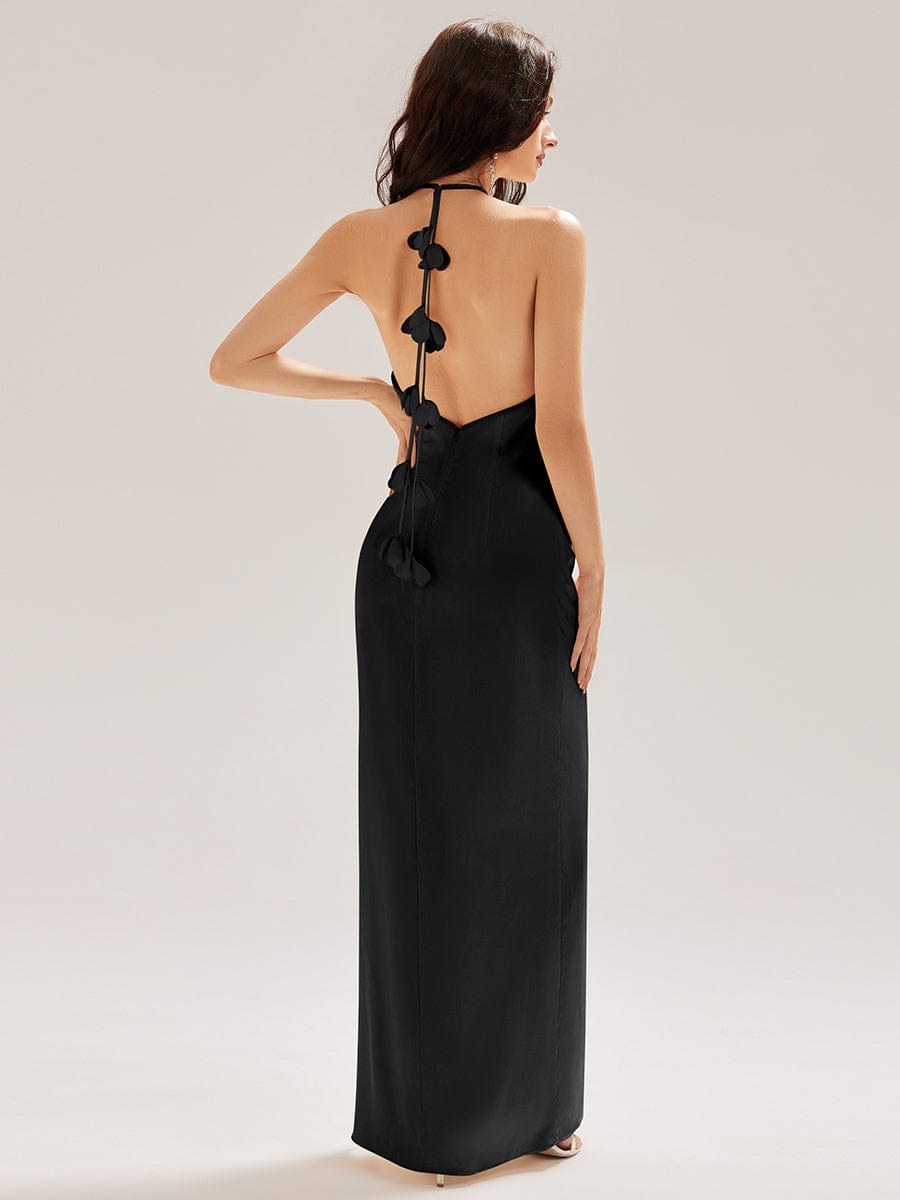 ever ELYS|Satin Halter Backless Maxi Mermaid Bridesmaid Dress