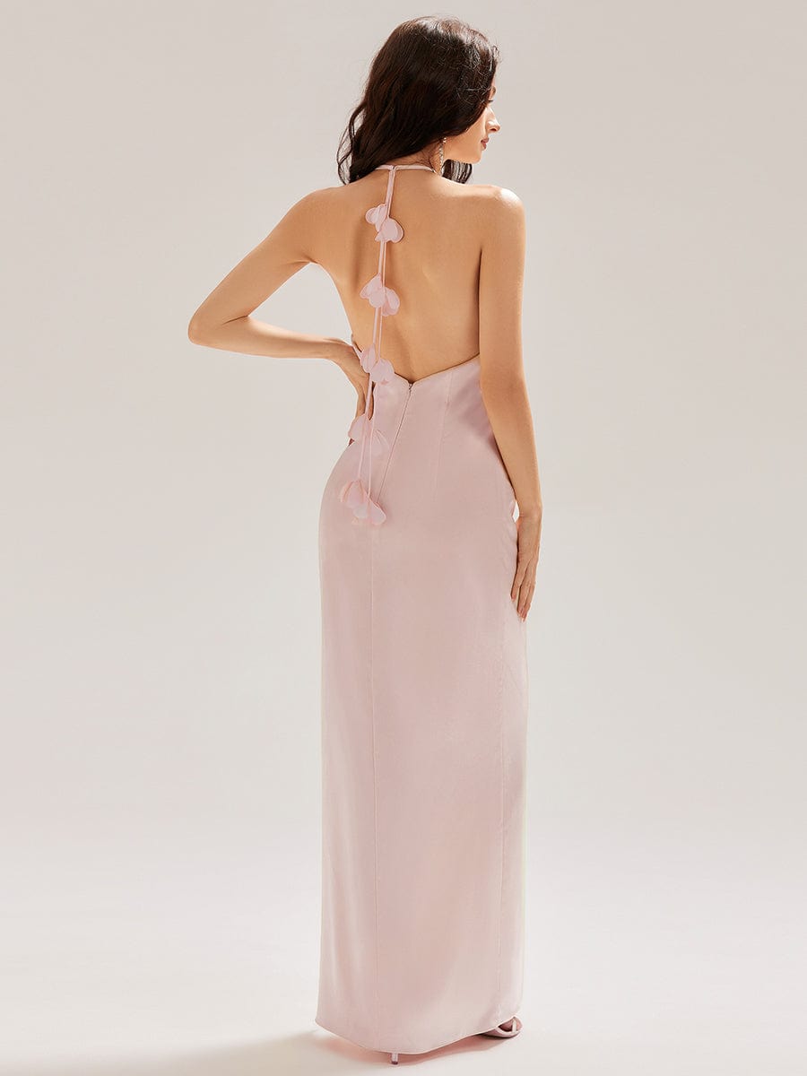 ever ELYS|Satin Halter Backless Maxi Mermaid Bridesmaid Dress