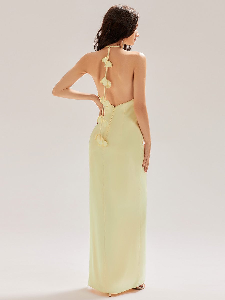 ever ELYS|Satin Halter Backless Maxi Mermaid Bridesmaid Dress