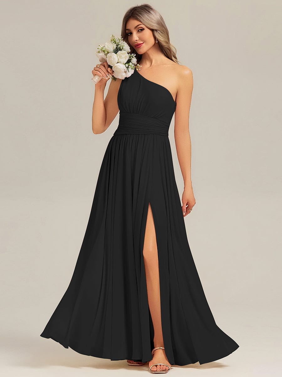 ever BRIELLE|Thigh-High Slit Chiffon Sleeveless Bridesmaid Dress