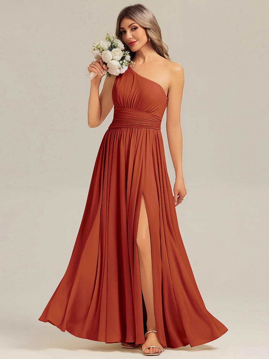 ever BRIELLE|Thigh-High Slit Chiffon Sleeveless Bridesmaid Dress