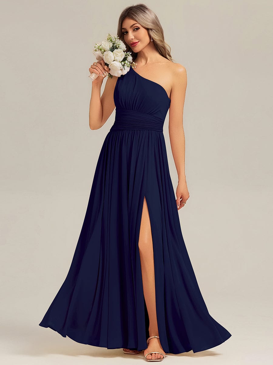 ever BRIELLE|Thigh-High Slit Chiffon Sleeveless Bridesmaid Dress