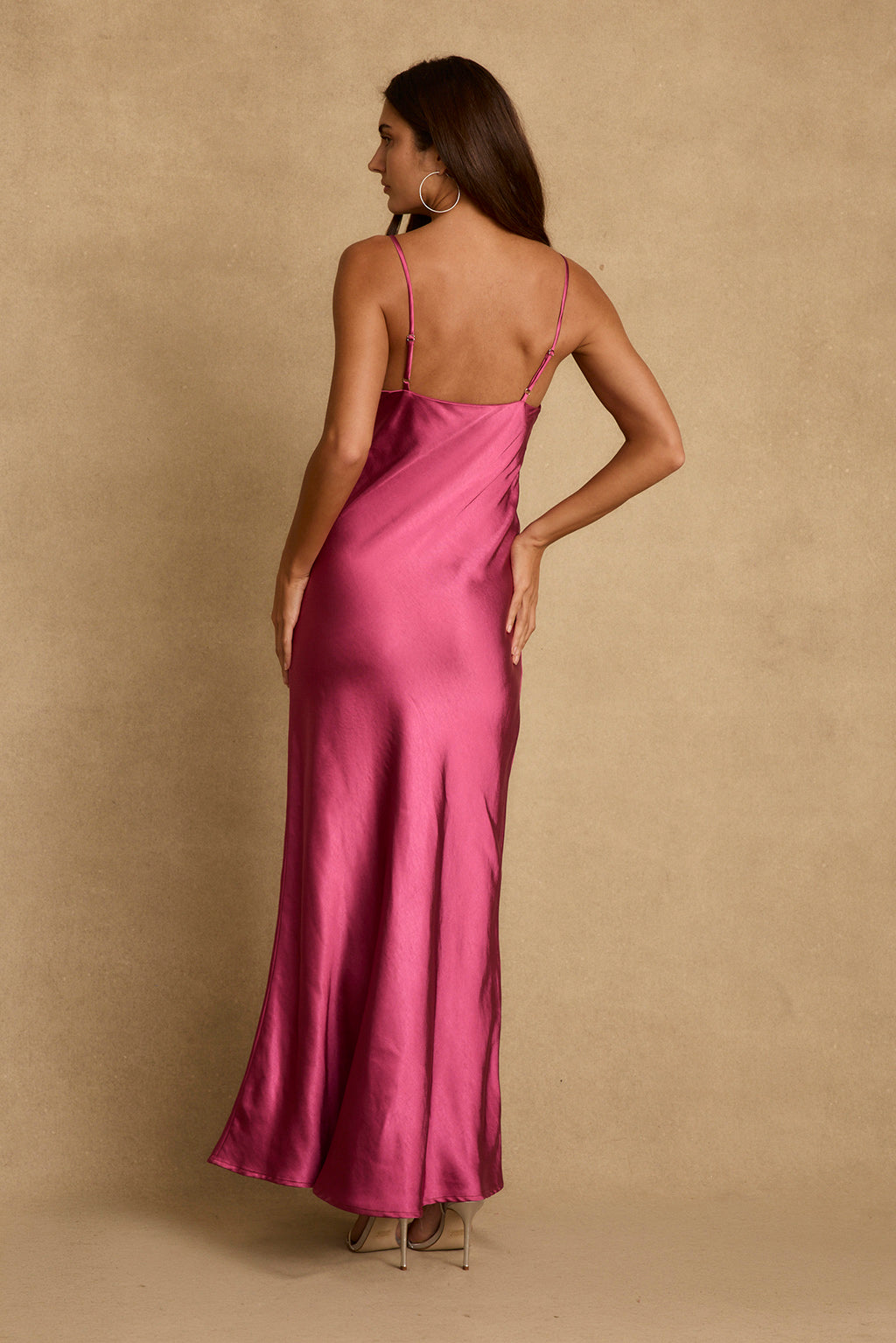 Mirabella Fuchsia Satin Maxi Dress