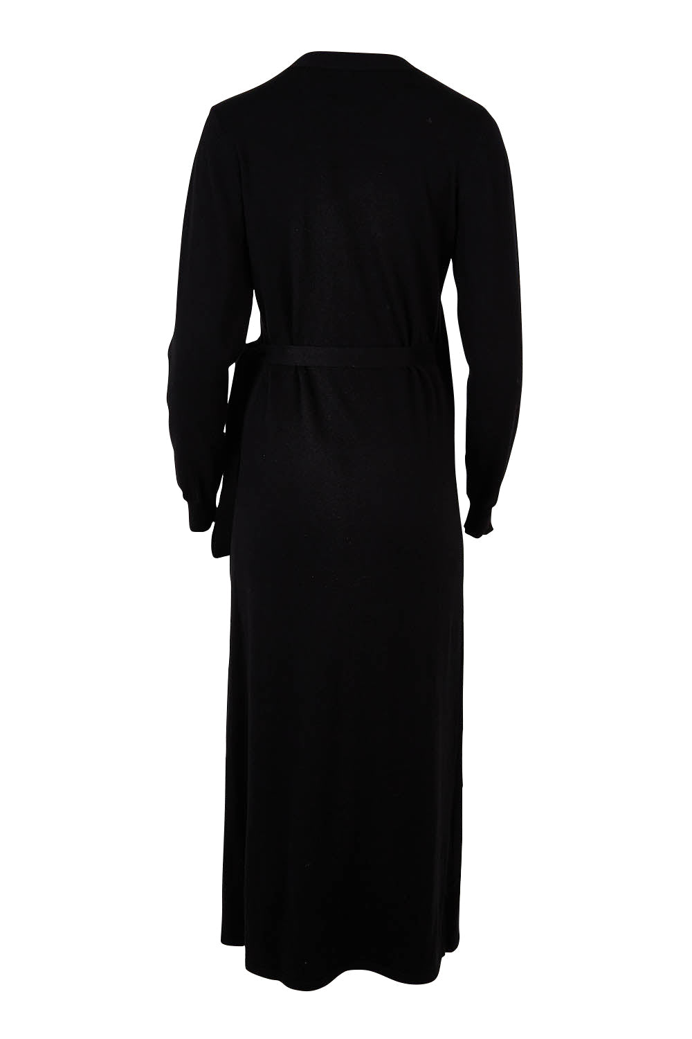 Cotton Cashmere Wrap Dress - Black