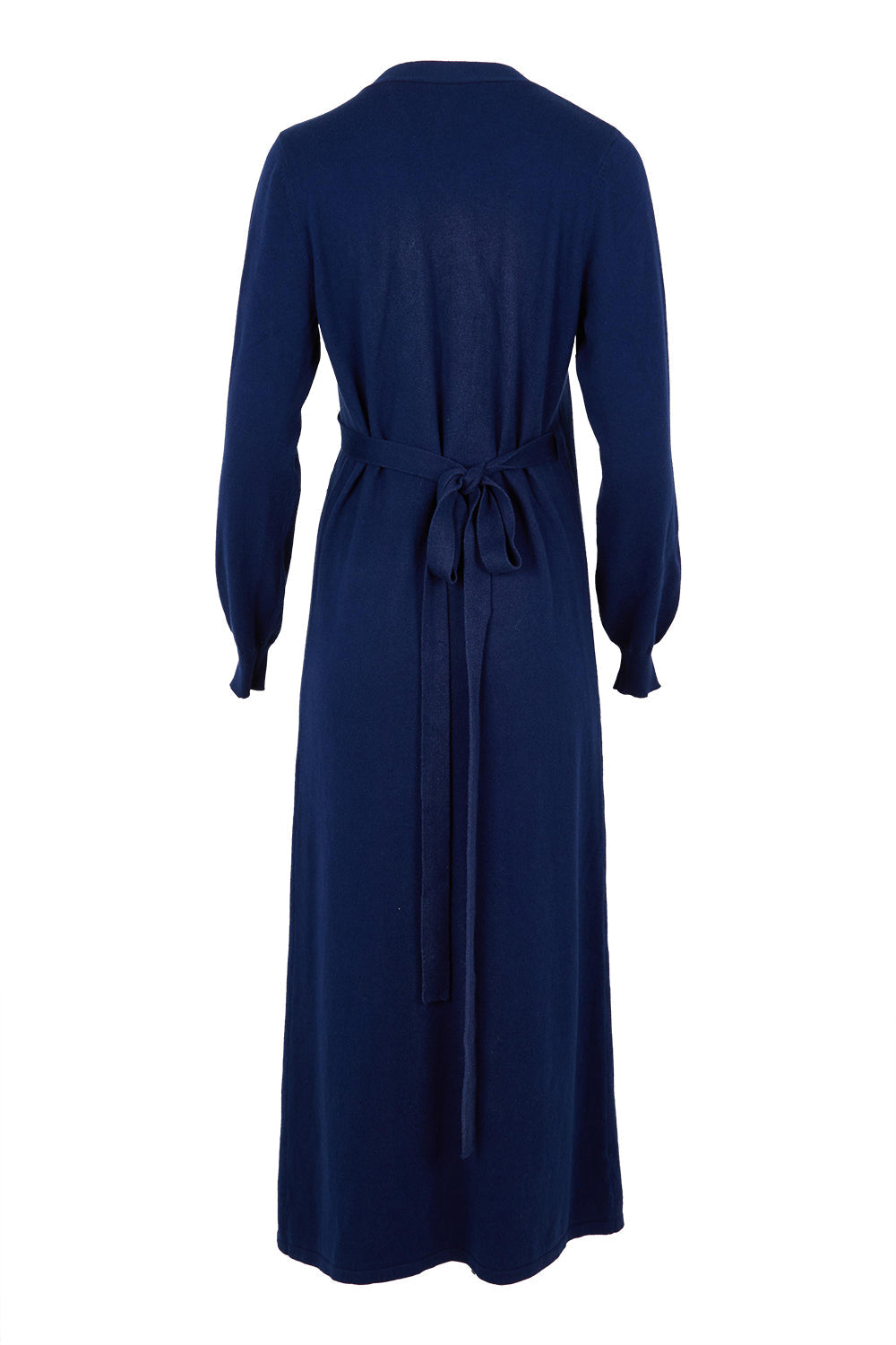 Cotton Cashmere Wrap Dress - Navy