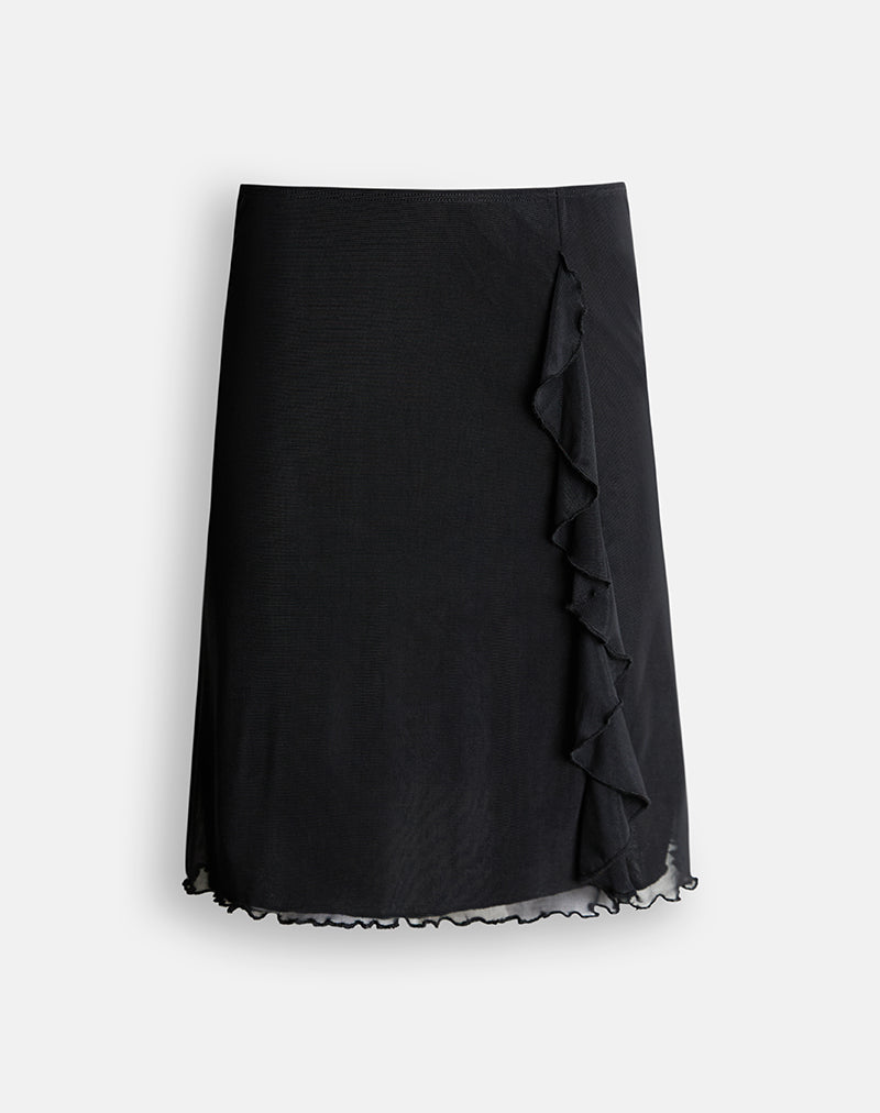 Asiki Midi Skirt in Mesh Black