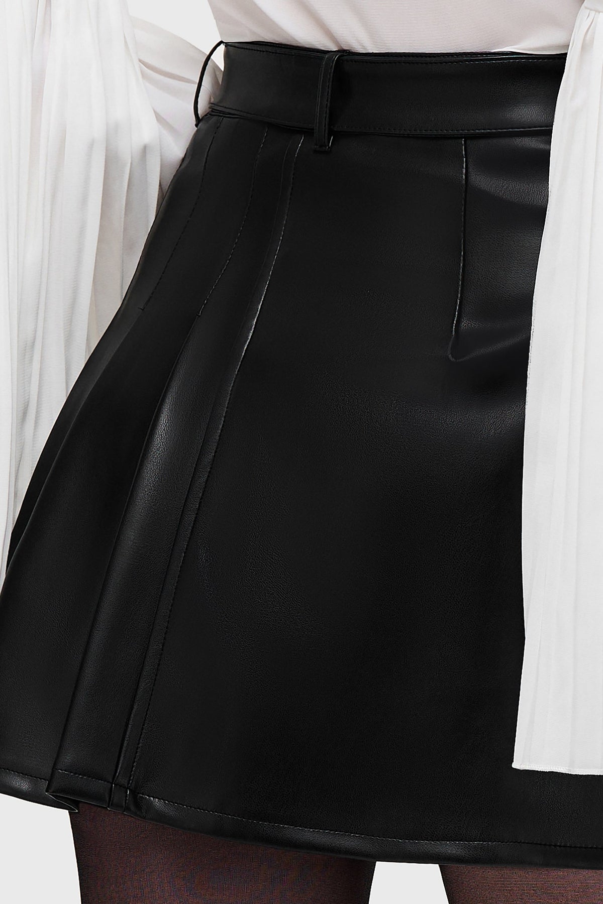 Noir Half Pleat Mini Skirt