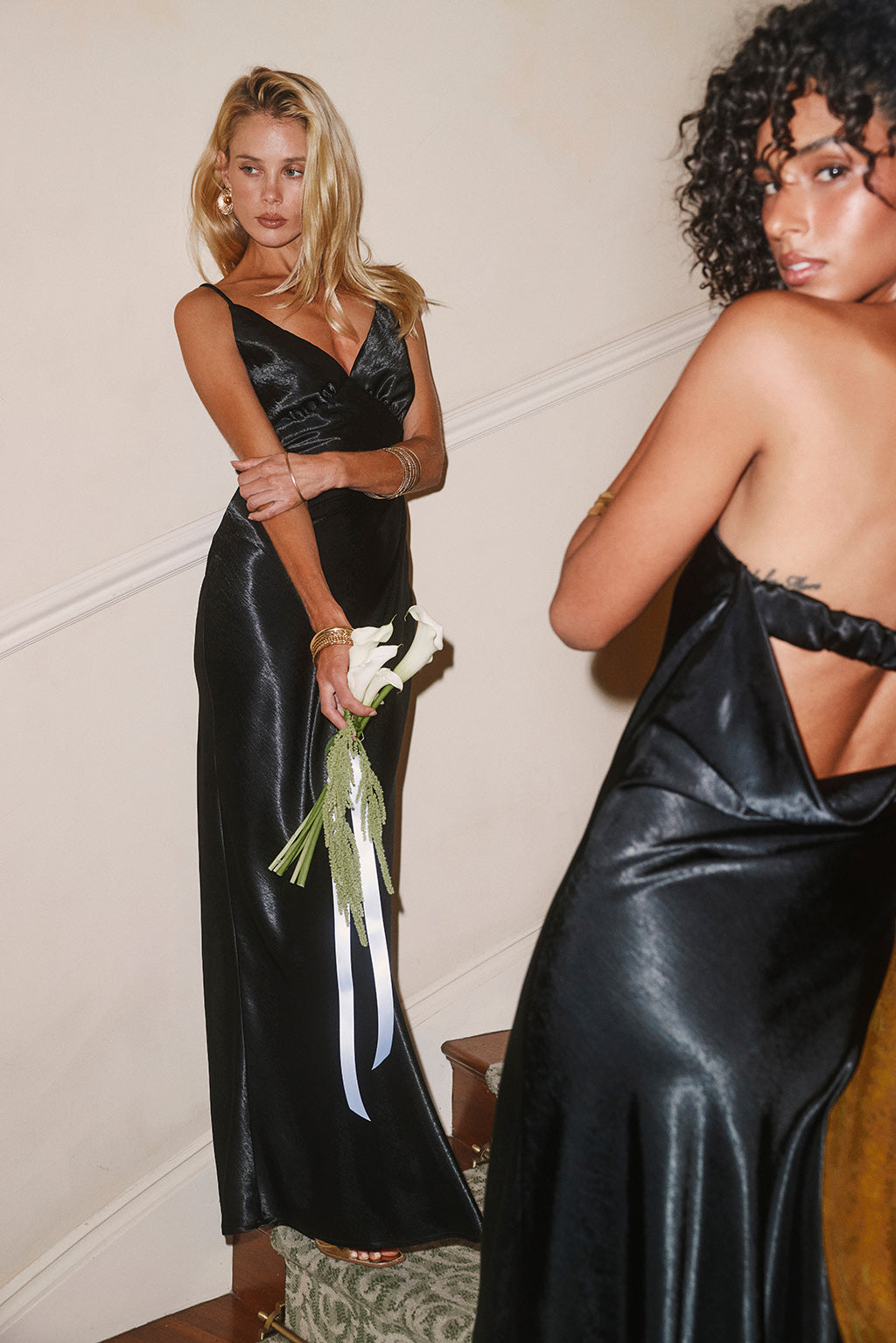 Mirabella Black Satin Maxi Dress