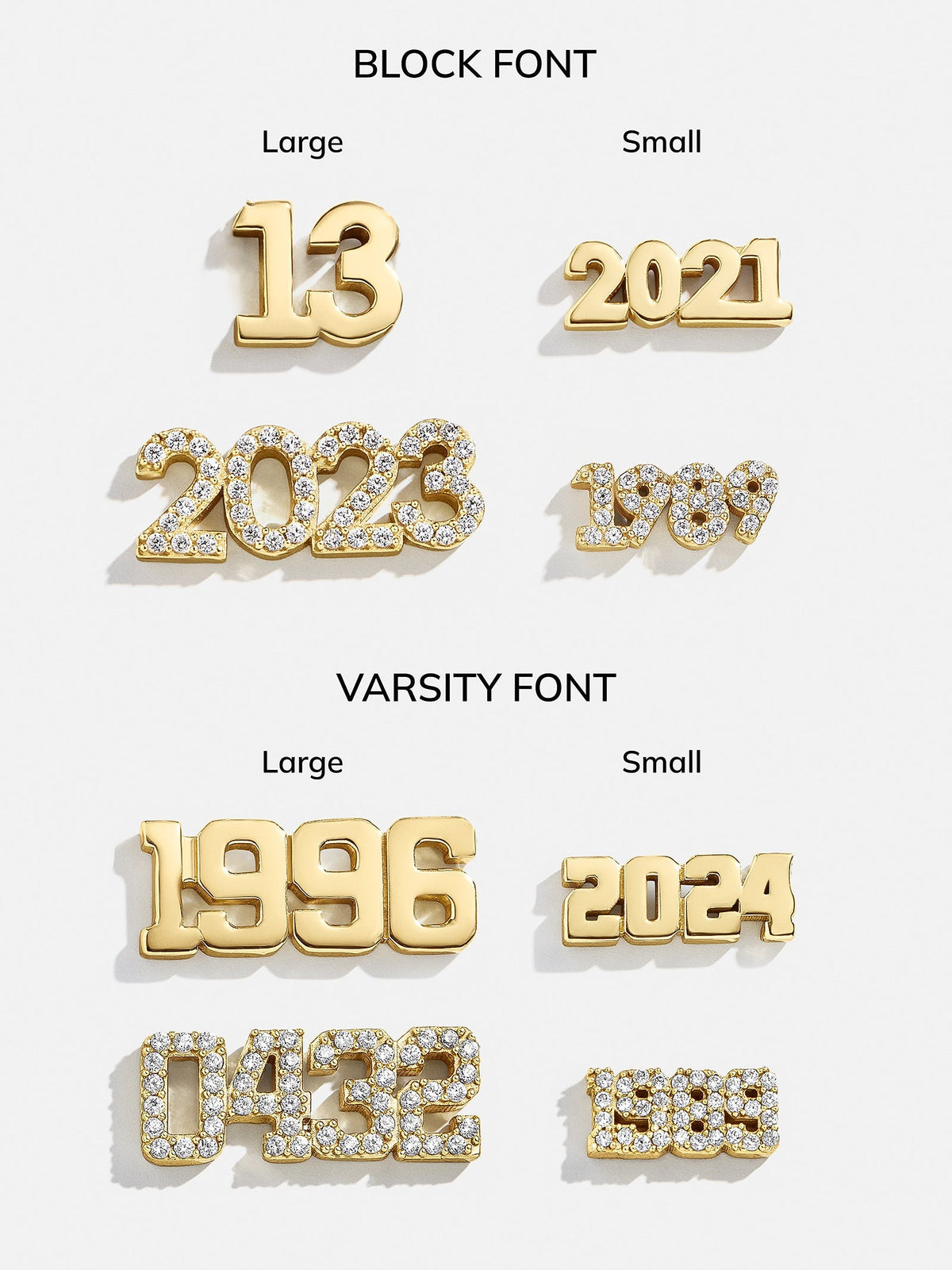 14K Gold Varsity Font Custom Number Necklace - Varsity Font Numbers