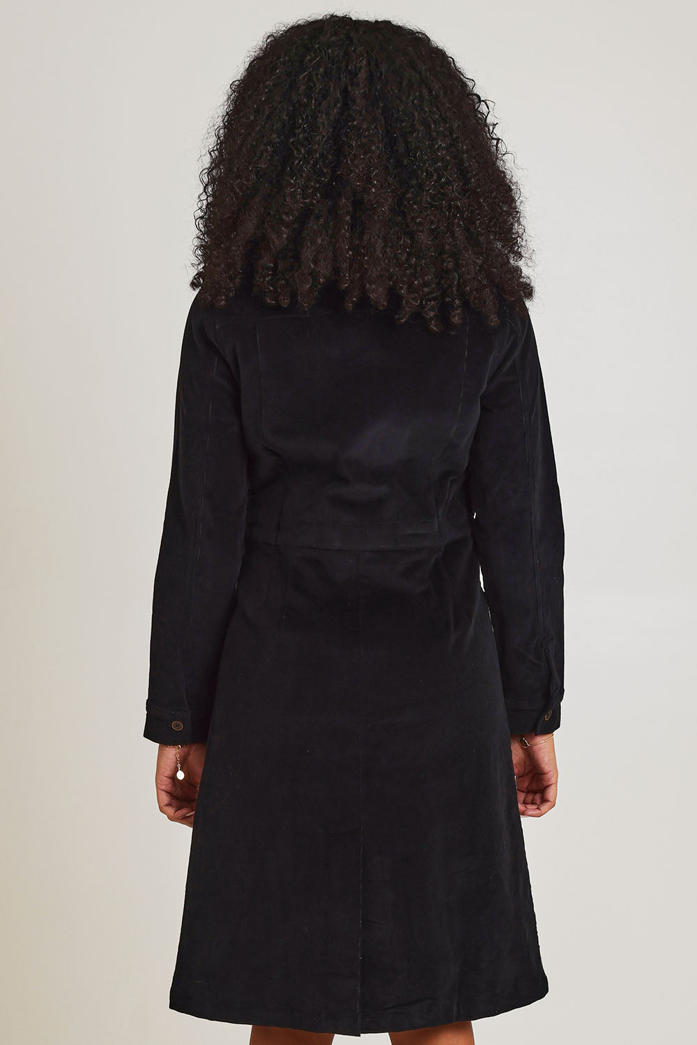 Cotton Corduroy Button Dress - Black
