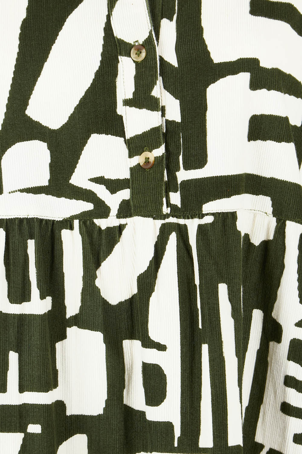 Corduroy Cotton Collar Dress - Olive